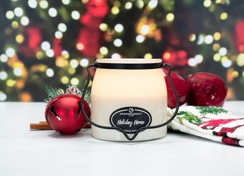 Milkhouse Holiday Home Soy Candle, 16 oz Butter Jar, 65+ Hr Burn