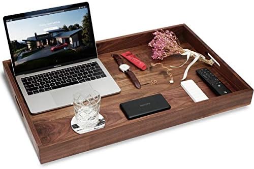 28"x 18" Extra Large Rectangle Black Walnut Wood Ottoman Tray