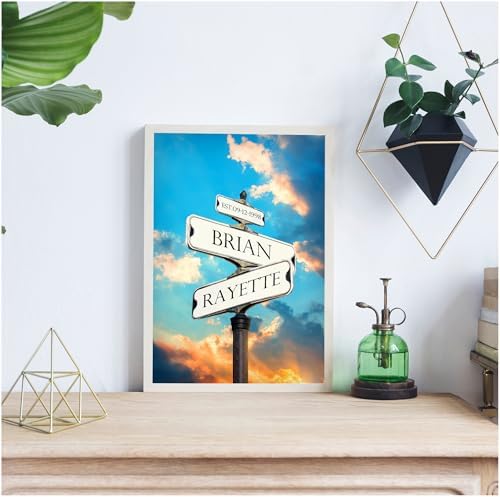 A&T ARTWORK Sunset GlowStreet Sign Canvas Poster Prints Gift,includes Names and the Date Unique Gift for the Anniversary.Canvas Poster UNFRAMED
