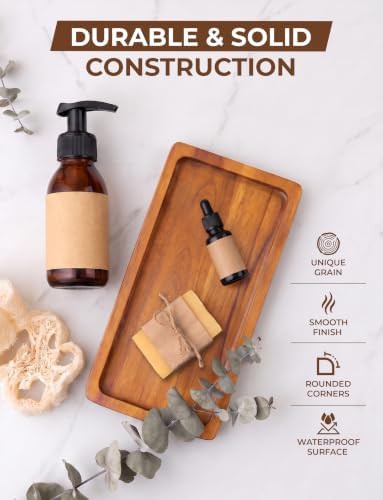 Demigo Bathroom Vanity Tray, Natural Acacia Organizer Tray, 11.8 x 5.9 in