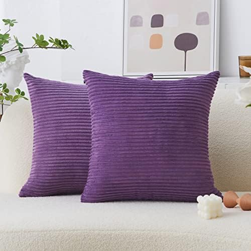 Home Brilliant Purple Throw Pillows for Bed Cute Decorations Pillow Covers for Couch Decorative Pillow Cases, 55x55 cm, 22 x 22 Inch, Eggplant…