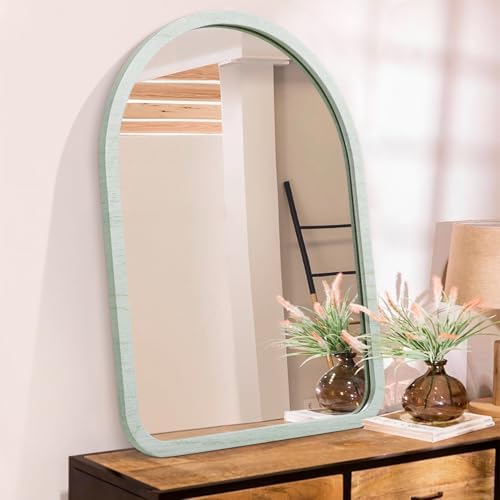 Mirrors for Wall Arched Wood Framed Mirror Decorative Wall Hanging Mirror for Bedroom Living Room Bathroom Small 16" x 12"