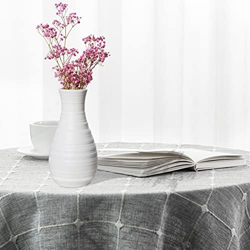 2 Pack Composite Plastics Flower Vase, Unbreakable Ceramic Look Vase for Home Decor Centerpieces, Arranging Bouquets (White)