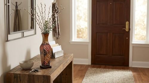 Elements Harlequin Embossed Decorative Metal Vase, Home Decor for Dried Flower and Artificial Floral Arrangements, Living Room, Bedroom, Table Centerpiece, 17-Inch