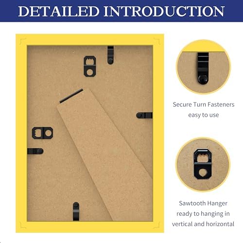 An&He 5x7 Picture Frame, Wooden Photo Frame with Tempered Glass for Tabletop or Wall Display, Modern Home Décor – Yellow