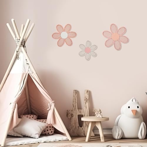 Maitys 3 Pcs Boho Daisy Flower Wall Decor Nursery Art,Rustic Color