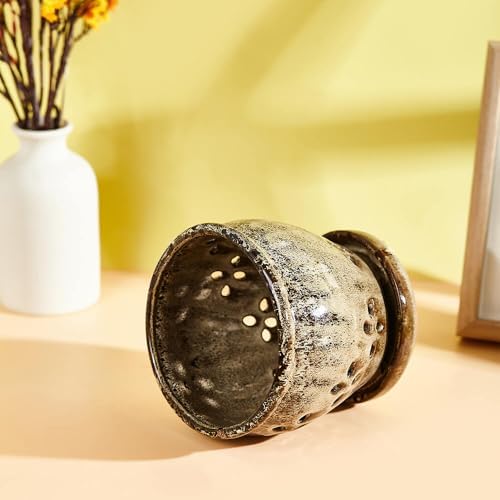 5.7 Inch Ceramic Orchid Pot with Holes Attached Saucer