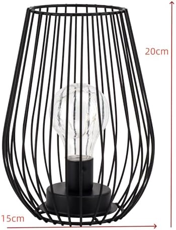 TRIROCKS Set of 12 Metal Cordless Table Lamp - 8'' Tall Cage Shape Battery Operated Lamp with Warm Fairy Lights Bulb for Indoor/Outdoor Use, Perfect for Christmas, Patio, Garden, and Weddings (Black)