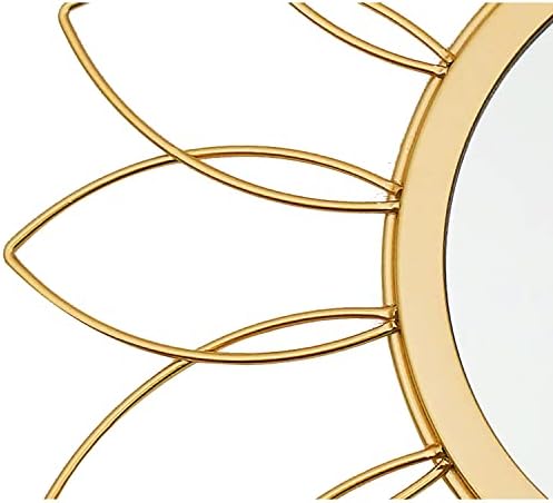 3 Pack Metal Mirrors for Wall Sunburst Wall Mirrors Home Décor Decorative Hanging Wall Art for Living Room Bedroom Entryway (Gold, Flowers)