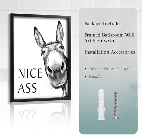 Heiple Framed Bathroom Art Bathroom Wall Decor Farmhouse Home Decor Sets Vintage Funny Wall Art Signs (Black, 11"x14")