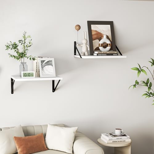 Heimlove 20W x 12D Deep Floating Shelves Set of 2 White