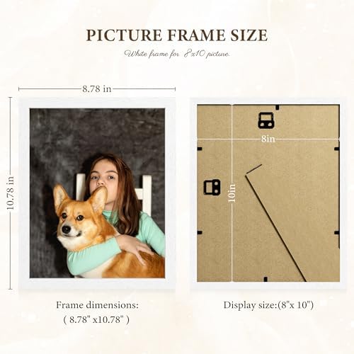 8x10 Picture Frames Set of 9 - Solid Wood Core, Not Plastic - Scratch Resistant White Wood Grain Finish