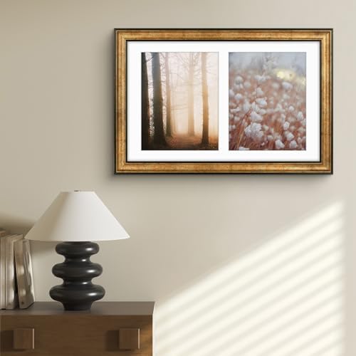 Golden State Art 12x19 Antique Gold Collage Frame Mat For (2) 8x10 Pictures