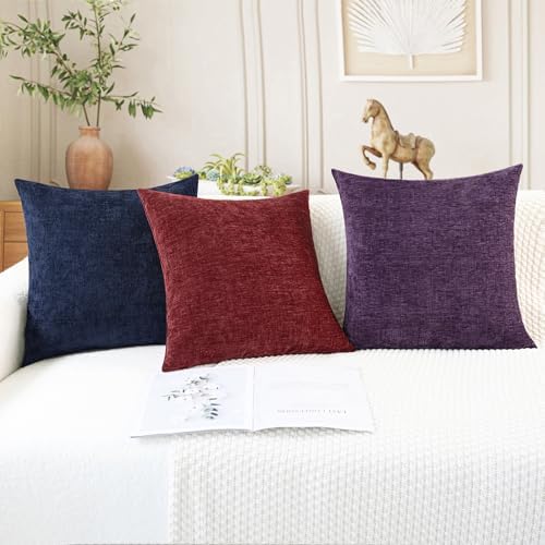 CaliTime Decorative Couch Throw Pillow Covers 24 X 24 Inches Navy Blue