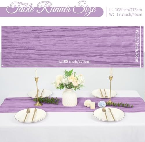 20 Pack Cheesecloth Table Runner 17 x 108 Inch, Lavender