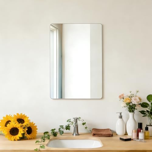 Bathroom Mirror for Over Sink 24x16 Inch Frameless Wall Mirror Rectangle