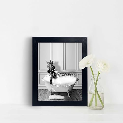 calmart Funny Decor Wall Art - Zebra Pictures, Sign,s Funny Animal Canvas Painting, Framed Artwork for Toilet