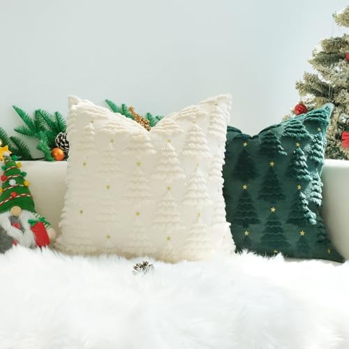 JOJUSIS Decorative Pillow Covers Pack of 4 Throw Pillowcases Faux Fur Couch Cushion (Christmas Tree, 20" x 20" (Pack of 4))
