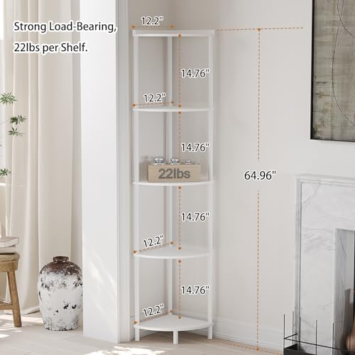 SUNMORY 5 Tier Corner Shelf, 65" Tall Corner Shelves for Living Room Decor