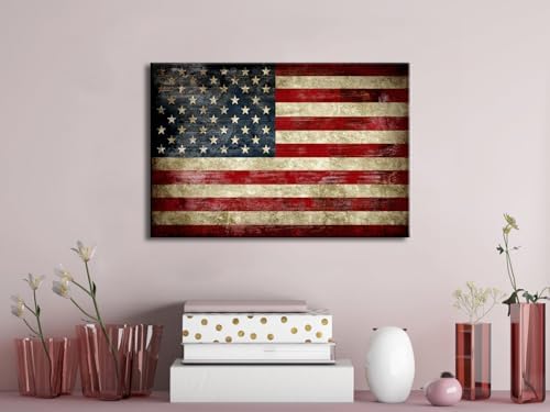 Pyradecor Old Vintage American Flag Canvas Prints Wall Art Pictures Paintings for Living Room Office Home Decorations Modern Abstract Landscape Artwork