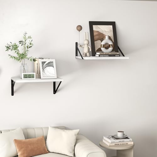 Heimlove 16W x 12D Deep Floating Shelves Set of 2 White