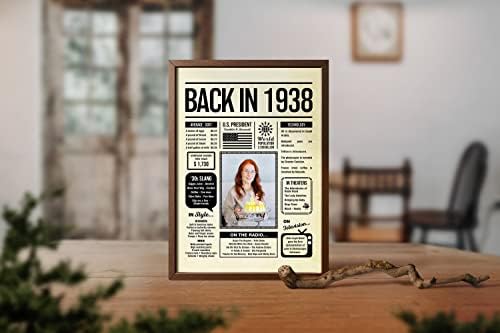 Personalized 87 year old birthday gifts - Back in 1938 Poster - Centerpiece Table Decorations 87th Birthday Party - Custom Born in 1938 Newspaper Vintage Poster for Men, Women