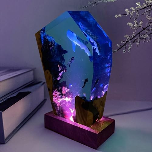 Handmade Whale Shark Resin Ocean Lamp (S,6"x4")