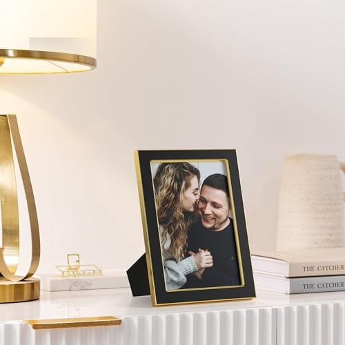 eletecpro 4x6 Enamel Picture Frame with Real Glass Cover, Black, 2-Pack