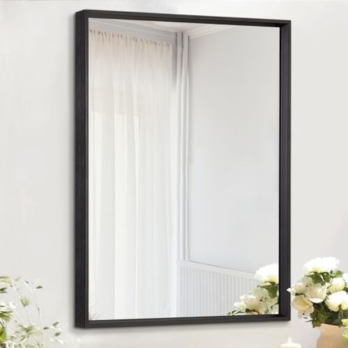AAZZKANG Black Mirrors for Wall Rectangle Metal Framed 20"x16" | Large Hanging Mirror for Bedroom Bathroom Living Room Entryway Vertically or Horizontally Decorative