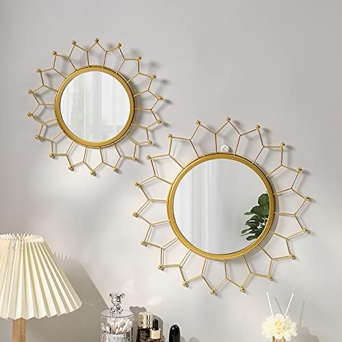 Gold Mirrors for Wall - Metal Sunburst Wall Mirror Room Decor & Home Decor, Boho Mirror Wall Decor Gifts for Women & Moms (Small, Sun Flower)