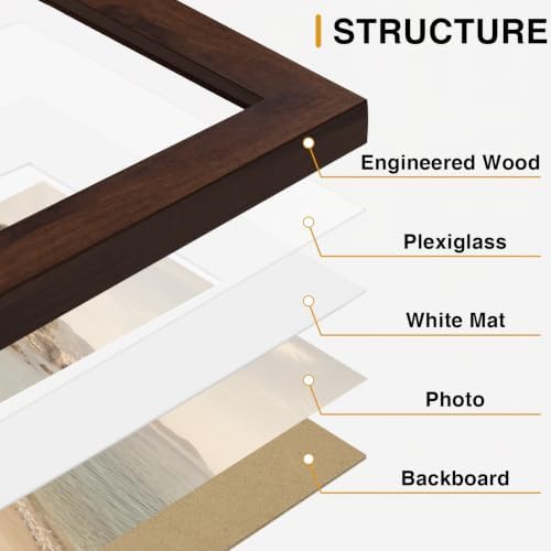 Vittanly 8.5x11 Picture Frames Set of 5, Certificate Frame, Light Brown