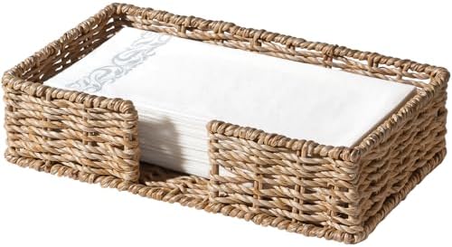 Kordory Seagrass Disposable Guest Towel Holder Tray for Bathroom, Farmhouse