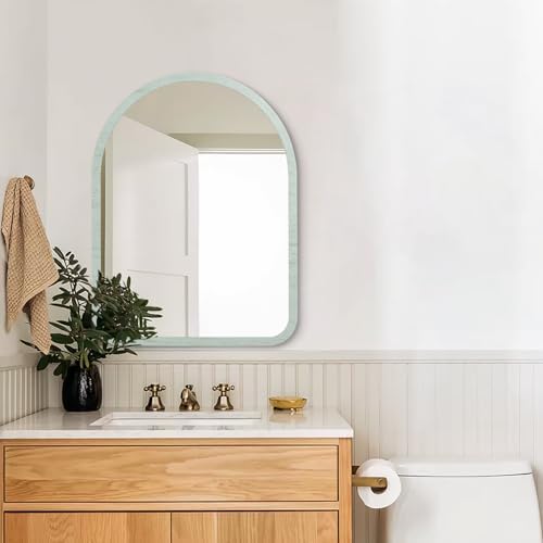 Large Arched Rustic Wood Mirror Decorative Wall Mirror with Frame Bedroom Living Room Bathroom Hanging Mirror 26"×18"