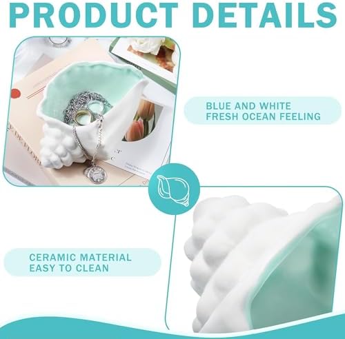 OSOPOLA Ceramic Conch Jewelry Tray Ocean Ring Holder Dish Key Tray