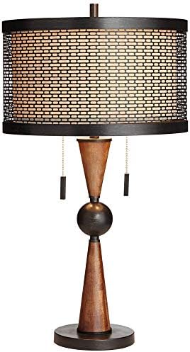 Hunter 29 3/4" Tall Table Lamp Bronze Brown Cherry Wood Modern