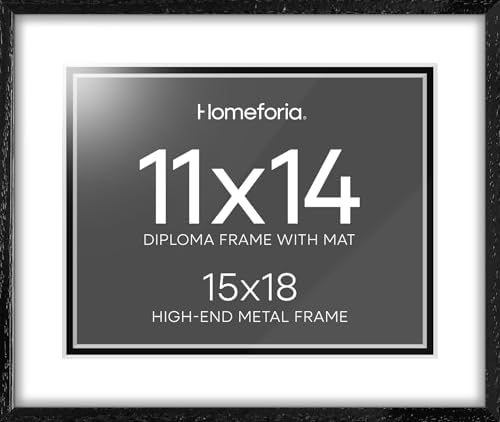 Homeforia 15x18 White Oak Diploma Frame, High-End Wood, 11x14 Mat, Glass