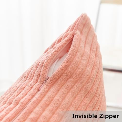 Home Brilliant Corduroy Throw Pillow Covers 16x16 Accent Pillows 2 Pack Pink Throw Pillows for Couch Bedding Room, 40cm, 2 Pack, 16 x 16 Inch, Coral