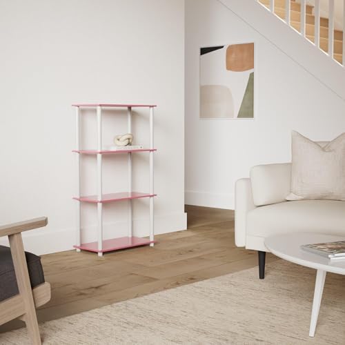 Furinno Turn-N-Tube Toolless 4-Tier Storage Shelves, Pink