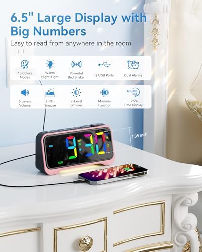 Kids Alarm Clock, Digital Alarm Clocks for Bedrooms,RGB Electric Desk Clock