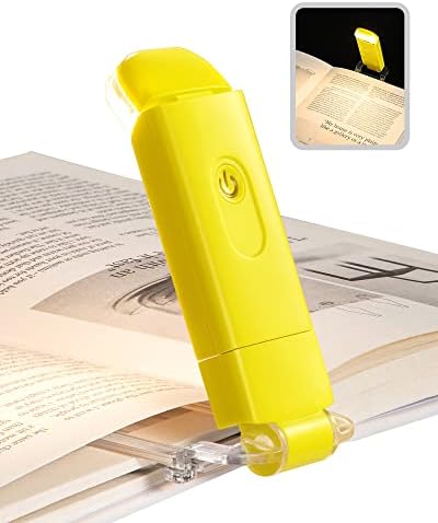 DEWENWILS Rechargeable Book Light for Reading in Bed, Warm White, Brightness Adjustable for Eye Care, LED Clip on Book Lights for Kids, Portable Bookmark Light, Yellow