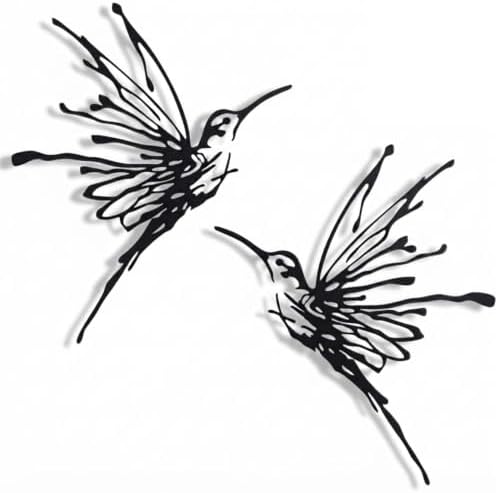 2Pcs Metal Hummingbird Wall Art, 3D Large Outdoor Garden Decor(18.6"x22.4") | Set of 2 large 3D metal hummingbirds, rust-resistant & waterproof, perfect for outdoor garden, patio, or fence decor