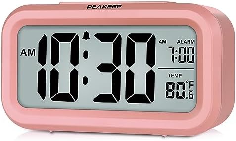 Peakeep Night Light Digital Alarm Clock Battery Operated Indoor Temperature