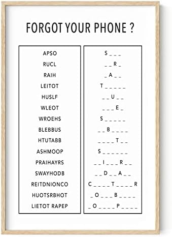 HAUS AND HUES Funny Bathroom Decor & Signs | Beige Framed Unscramble Wall Art, Black and White Guest Bathroom Humor Sign, Modern Powder Room Decor | 24"x36"