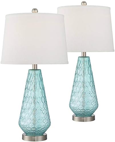 360 Lighting Dylan 27 1/2" Tall Table Lamps Set of 2 Blue Glass Coastal