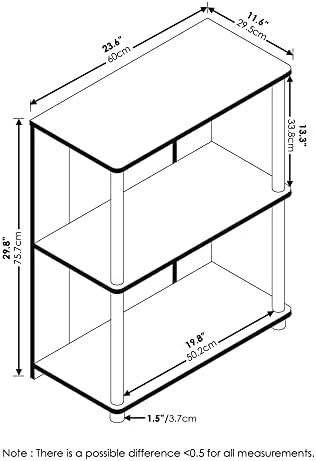 Furinno JAYA Simple Design 3-Tier Bookcase / Bookshelf / Display Rack, Plastic Tubes, Walnut