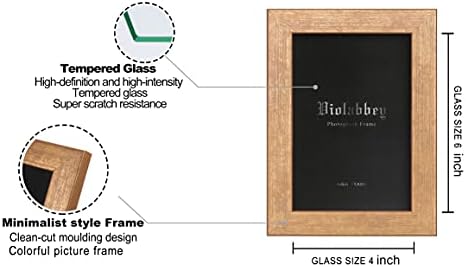 VIOLABBEY 4x6 Picture Frames Set of 4, Colorful Photo Frame Modern Gold+Red