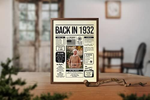 Personalized 93 year old birthday gifts - Back in 1932 Poster - Centerpiece Table Decorations 93rd Birthday Party - Custom Born in 1932 Newspaper Vintage Poster for Men, Women