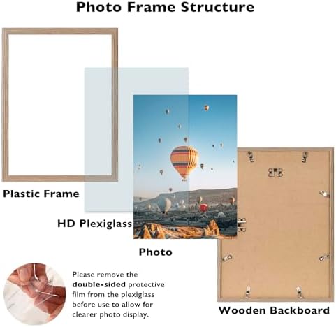 JCJMY 11x15 Rustic Brown Picture Frame Set of 6, Horizontal and Vertical Formats for Wall Hanging, 11 x 15 Wall Gallery Poster Photo Frames with Shatter Resistant Plexiglass, 6 Pack, Rustic Brown