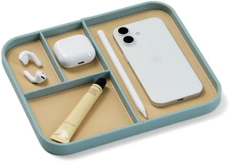 Nordik Leather Valet Tray - Medium EDC Tray - Seafoam Mist 9.5 x 7.9 in