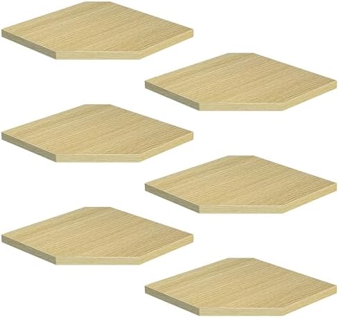 Corner Shelf Wall Mount, Floating Corner Shelves, Set of 6 Corner Wall Shelf Organizer, Rustic Wood Wall Storage Display Shelves for Living Room Bedroom Bathroom Kitchen, Rustic Brown, Oak